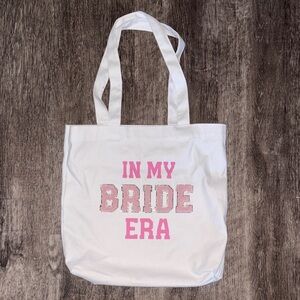 White Tote Bag with Pink 'In My Bride Era' Text